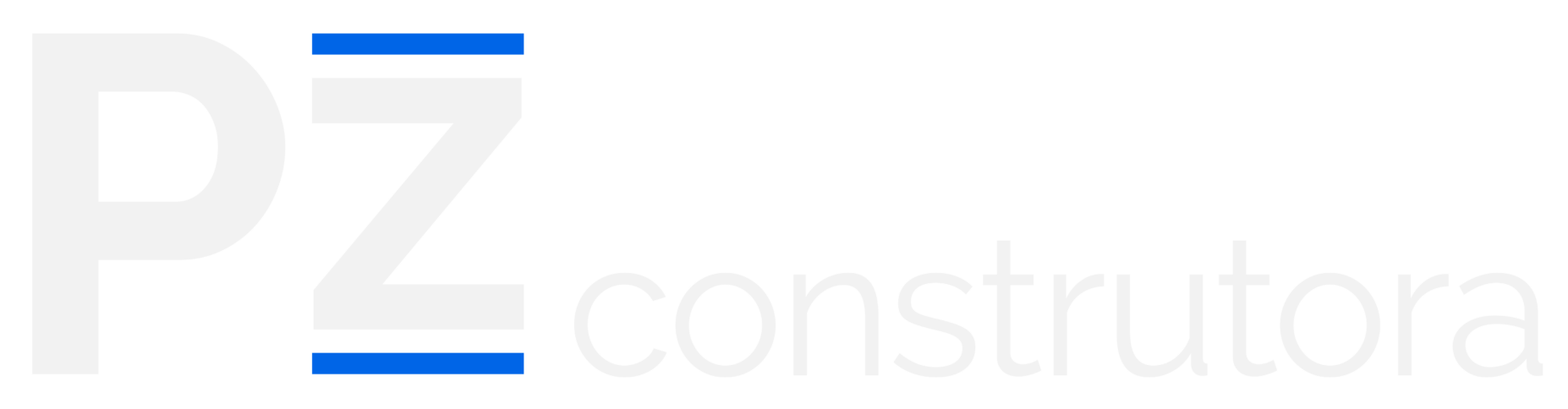 Logo PZ Construtora toda branca.